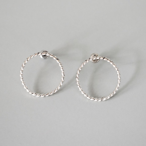 Silver Hoop Stud Earrings - Picture 1 of 5